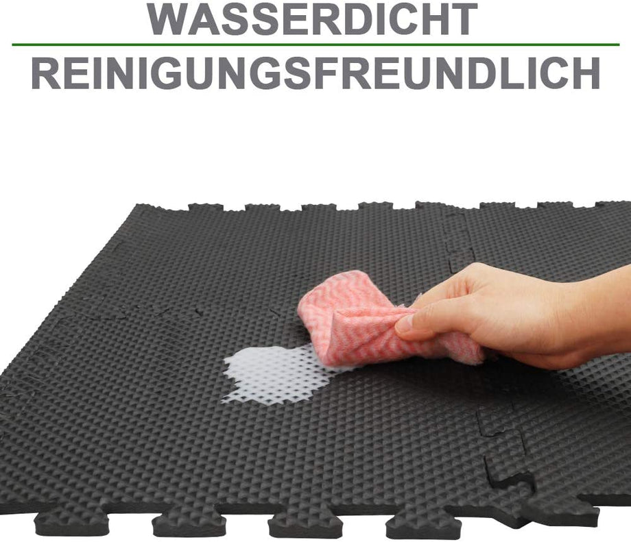 YOLEO Puzzlematte Kinderspielteppich Spielmatte Spielteppich Schaumstoffmatte Kinderteppich Schutzmatten Bodenschutzmatten Unterlegmatten Fitnessmatte 32x32 cm (Schwarz 18 Stücke)