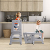 YOLEO 2 in 1 Lernturm Kinder Tritthocker Lernstuhl Kinderhocker Faltbarer Kinderschemel für Baby, mit doppelseitiger magnetischer Tafel, Rutschfestes Fußpolster, Umweltschutz, Küchen-/Badezimmerhelfer