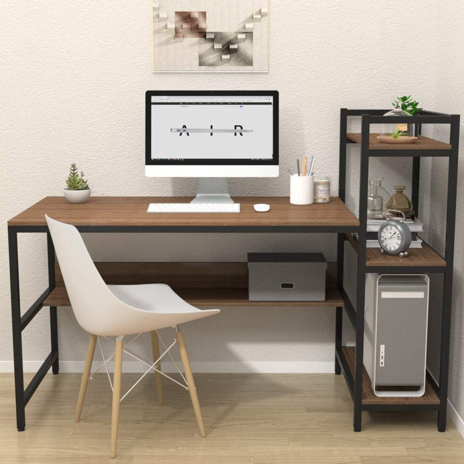 Dripex Holz Schreibtisch mit Ablage Computertisch, PC-Tisch Bürotisch Officetisch Stabile Konstruktion Tisch für Home Office