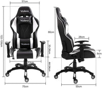 YOLEO Gaming Stuhl Bürostuhl Racing Stuhl Gamer Ergonomischer Stuhl mit Lendenkissen, Hohe Rückenlehne Verstellbarer Drehstuhl, mit einstellte Kopfstütze,150 kg Belastbarkeit, PU-Leder