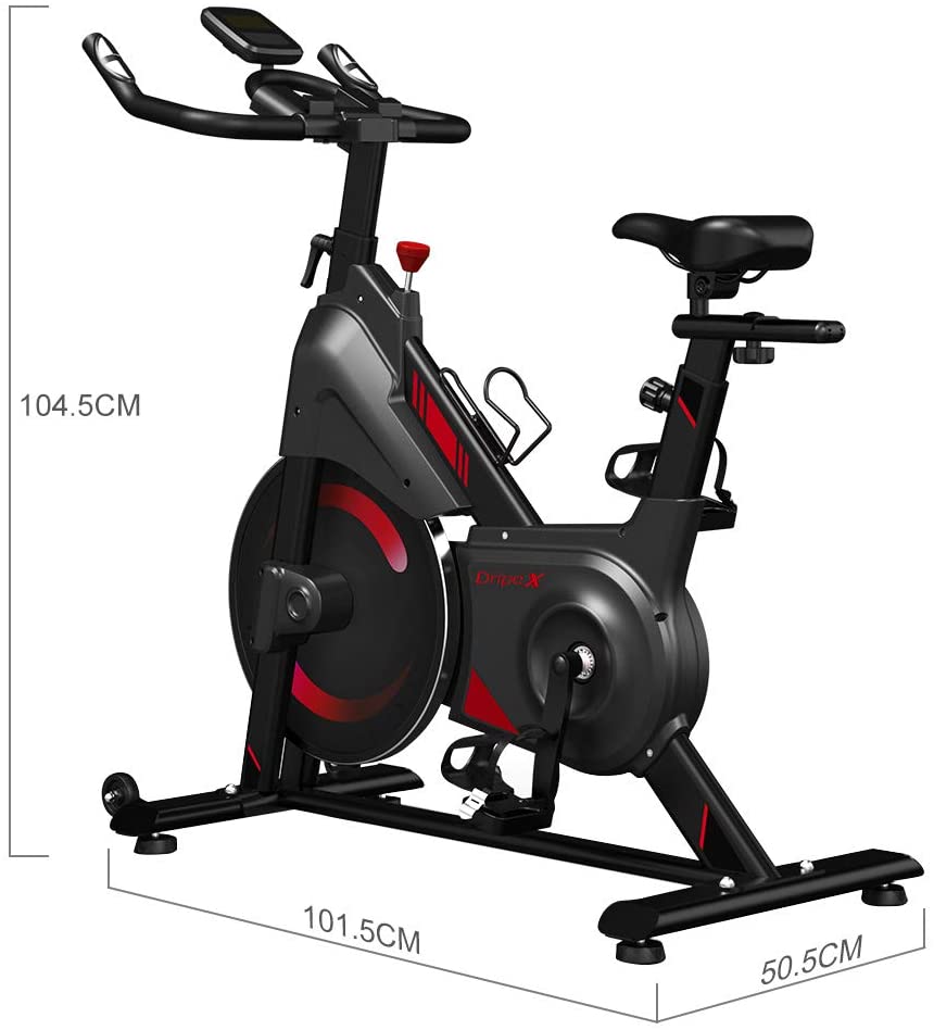 Dripex Heimtrainer Fahrrad, Indoor Hometrainer mit Stahlschwungrad, Magnetbremse, Pulsmesser, LCD-Anzeige und Flaschehalter Benutzergewicht bis 120kg
