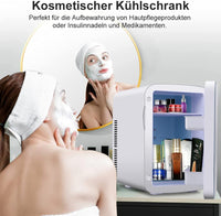 YOLEO mini-kühlschrank 15L Edelstahl, Warmhaltebox Kühlbox Auto mit Kühl- und Heizfunktion, 0~65 ℃ Temperatureinstellbar, für Schlafzimmerbüro RV Auto, für Getränk Kosmetik Milch
