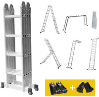 Dripex Leiter Mehrzweckleiter Klappleiter【robust】Stehleiter Gerüstplattform Doppelleiter Merhzweck Anlegeleiter Klappleiter Aluleiter Haushaltsleiter Tragfähigkeit bis 150kg(4x4 Stufen. 4,7 mete)