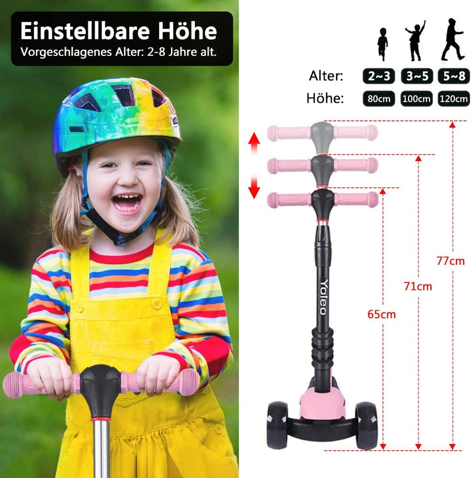 YOLEO 3-in-1 Kinder Roller Scooter mit Abnehmbarem Sitz