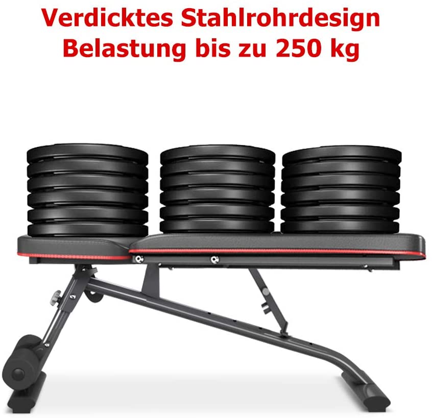 YOLEO klappbare Hantelbank Multifunktion Training Fitness Bank Bauchtrainer Schrägbank mit 6-Fach Verstellbarer Rückenlehne/3-Fach verstellbarer Sitzkissen,Belastung 250kg,Sit Up Bank für Heimtraining