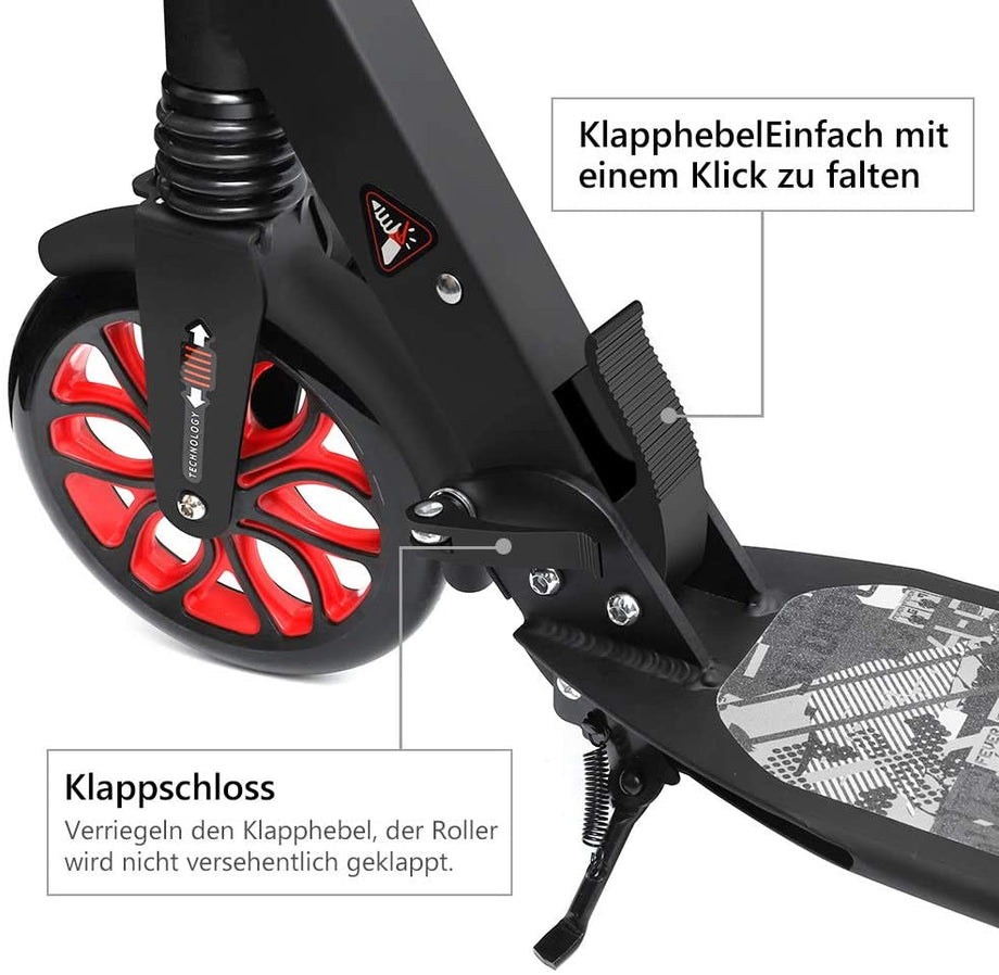 YOLEO Scooter für Erwachsene Roller Kickscooter Tretroller Cityroller für Kinder ab 10 Jahre 200mm Rad Klappbar und Höhenverstellbar mit Tragegurt