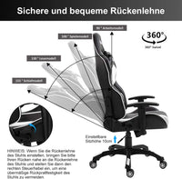 YOLEO Gaming Stuhl Bürostuhl Racing Stuhl Gamer Ergonomischer Stuhl mit Lendenkissen, Hohe Rückenlehne Verstellbarer Drehstuhl, mit einstellte Kopfstütze,150 kg Belastbarkeit, PU-Leder