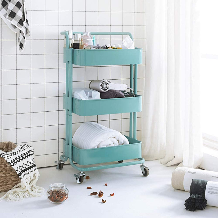 Dripex Rollwagen Küchen Organizer 3-stöckiger Servierwagen Küchenwagen Storage Trolley Cart Küchenregal Allzweckwagen Allzweckregal