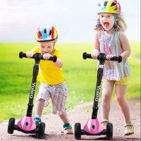 YOLEO Kinder Roller Kinderscooter Dreiradscooter mit LED Leuchtenden Räder