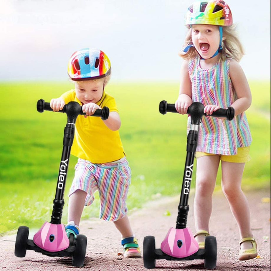 YOLEO Kinder Roller Kinderscooter Dreiradscooter mit LED Leuchtenden Räder