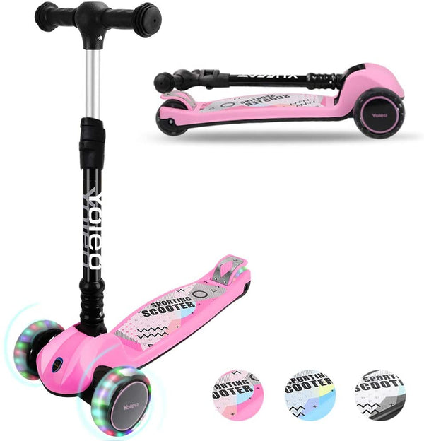 YOLEO Kinder Roller Kinderscooter Dreiradscooter mit LED Leuchtenden Räder
