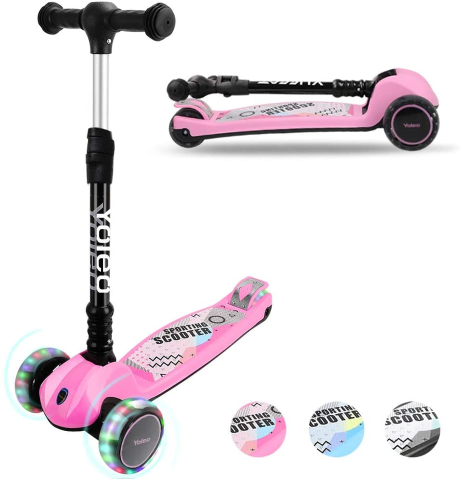 YOLEO Kinder Roller Kinderscooter Dreiradscooter mit LED Leuchtenden Räder