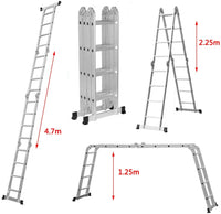 Dripex Leiter Mehrzweckleiter Klappleiter【robust】Stehleiter Gerüstplattform Doppelleiter Merhzweck Anlegeleiter Klappleiter Aluleiter Haushaltsleiter Tragfähigkeit bis 150kg(4x4 Stufen. 4,7 mete)
