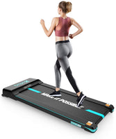Dripex Laufband elektrisch leise, Treadmill 1-6 km/h einstellbar, 500W Motor mit Fernbedienung und LCE Display, einfach zu transportieren und zu lagern, geeignet für Büro und zuhause, Orange/Blau
