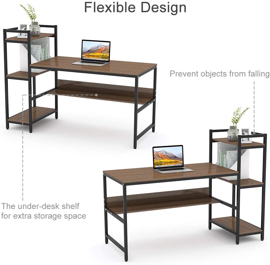 Dripex Computertisch mit Rollen Z-förmiger Schreibtisch, Mobiler