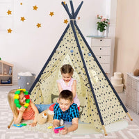 YOLEO Kinderzelt Tipi Spielzelt für Kinder Kinderzimmer Zelt Kinder Geschenke Zelt Indianerzelt - Spielhaus Zelt für Drinnen und Draußen - aus Baumwolle und Leinen