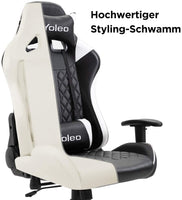 YOLEO Gaming Stuhl, bequemer Gaming Sessel 150 kg Belastbarkeit, Kunstleder PC Stuhl drehbar höhenverstellbar Gaming Chair mit Kopfstütze (weiß-schwarz)