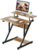 Dripex Schreibtisch Dunkelbraun Computertisch Stabiler Z-förmiger Arbeitstisch PC Laptop Tisch Home Office mit Ablage 70 x 60 x 79CM