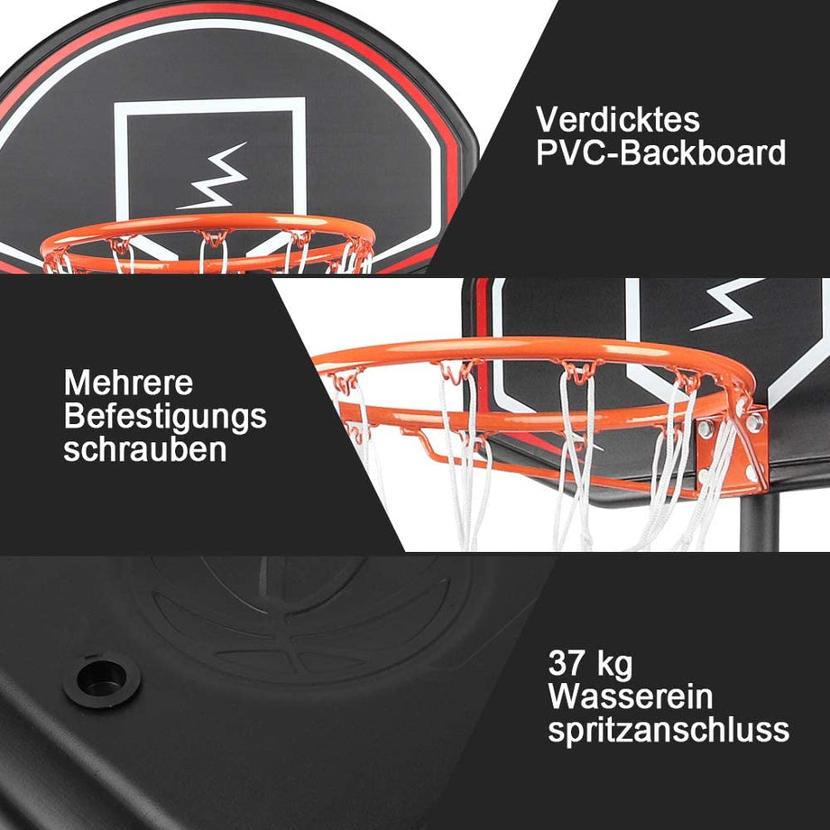 YOLEO Basketballkorb für Kinder, 1,6 bis 2,1 Meter höhenverstellbar mit Ständer Korbanlage beweglich Outdoor bis 12 Jahre