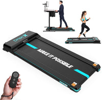 Dripex Laufband elektrisch leise, Treadmill 1-6 km/h einstellbar, 500W Motor mit Fernbedienung und LCE Display, einfach zu transportieren und zu lagern, geeignet für Büro und zuhause, Orange/Blau