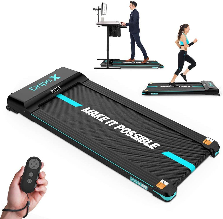 Dripex Laufband elektrisch leise, Treadmill 1-6 km/h einstellbar, 500W Motor mit Fernbedienung und LCE Display, einfach zu transportieren und zu lagern, geeignet für Büro und zuhause, Orange/Blau