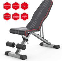 YOLEO Multifunktion Hantelbank klappbare Trainingsbank Fitnessbank, 6-Fach Rückenlehne/4-Fach Sitz verstellbar, bis 150kg belastbar, Flachbank Sit Up Bank geeignet für Zuhause/Fitnessstudio