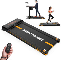 Dripex Laufband elektrisch leise, Treadmill 1-6 km/h einstellbar, 500W Motor mit Fernbedienung und LCE Display, einfach zu transportieren und zu lagern, geeignet für Büro und zuhause, Orange/Blau