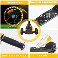 BremToy Kinderroller, Tretroller mit LED-Rädern, Kinder Scooter mit Höhenverstellbarem Lenker, Faltbarer Kickscooter für Kinder