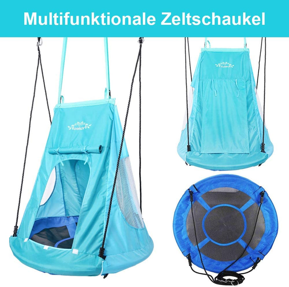 YOLEO 100cm Nestschaukel mit Zelt,  Tellerschaukel belastbar 150kg