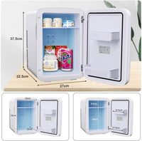 YOLEO mini-kühlschrank 15L Edelstahl, Warmhaltebox Kühlbox Auto mit Kühl- und Heizfunktion, 0~65 ℃ Temperatureinstellbar, für Schlafzimmerbüro RV Auto, für Getränk Kosmetik Milch