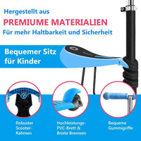 YOLEO 5-in-1 Kinder Roller Scooter mit Abnehmbarer Karikaturkorb Sitz Schubstange LED große Räder Bequeme Rückenlehne Höheverstellbare Lenker für Kleinkinder Jungen Mädchen ab 2 Jahre