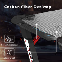 Dripex Gaming Tisch 113 cm Gaming Schreibtisch Gaming Computertisch PC Schreibtisch Gamer mit Getränkehalter und Kopfhörerhalter