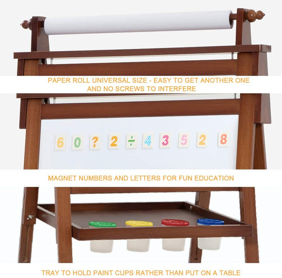 Dripex Kinder Kunst Staffelei mit Papierrolle doppelseitige Tafel und Magnetic Board für Kinder Malen Upgrade Whiteboard Kreidetafel
