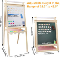 Dripex Kinder Kunst Staffelei mit Papierrolle doppelseitige Tafel und Magnetic Board für Kinder Malen Upgrade Whiteboard Kreidetafel