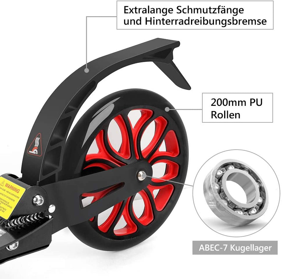 YOLEO Scooter für Erwachsene Roller Kickscooter Tretroller Cityroller für Kinder ab 10 Jahre 200mm Rad Klappbar und Höhenverstellbar mit Tragegurt