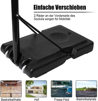 YOLEO Basketballkorb für Kinder, 1,6 bis 2,1 Meter höhenverstellbar mit Ständer Korbanlage beweglich Outdoor bis 12 Jahre