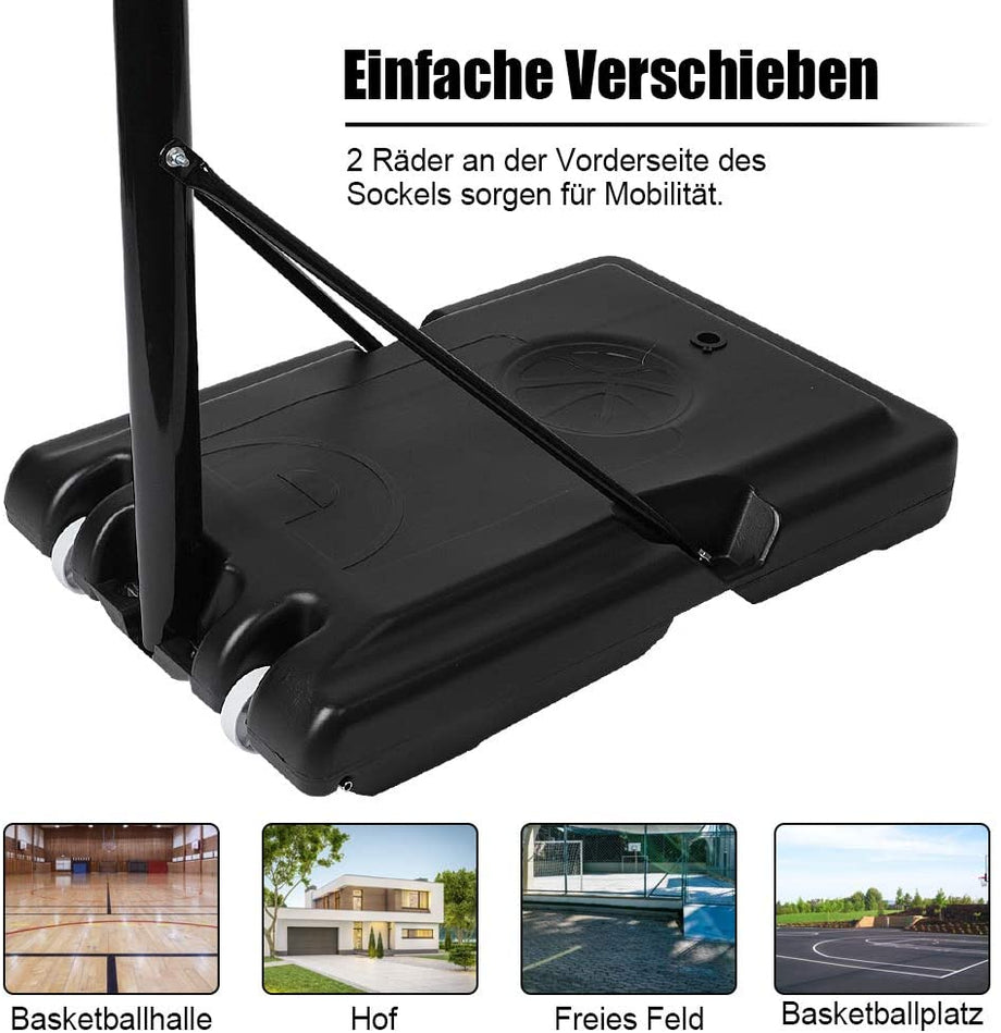 YOLEO Basketballkorb für Kinder, 1,6 bis 2,1 Meter höhenverstellbar mit Ständer Korbanlage beweglich Outdoor bis 12 Jahre