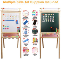 Dripex Kinder Kunst Staffelei mit Papierrolle doppelseitige Tafel und Magnetic Board für Kinder Malen Upgrade Whiteboard Kreidetafel