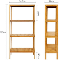 Dripex Standregal Badregal 4 Ebenen Holzregal Küchenregal Pflanzregal Mehrzwerkregal Regal Bambus für Wohnzimmer Badzimmer Waschraum Garten 113 x 26 x 52cm
