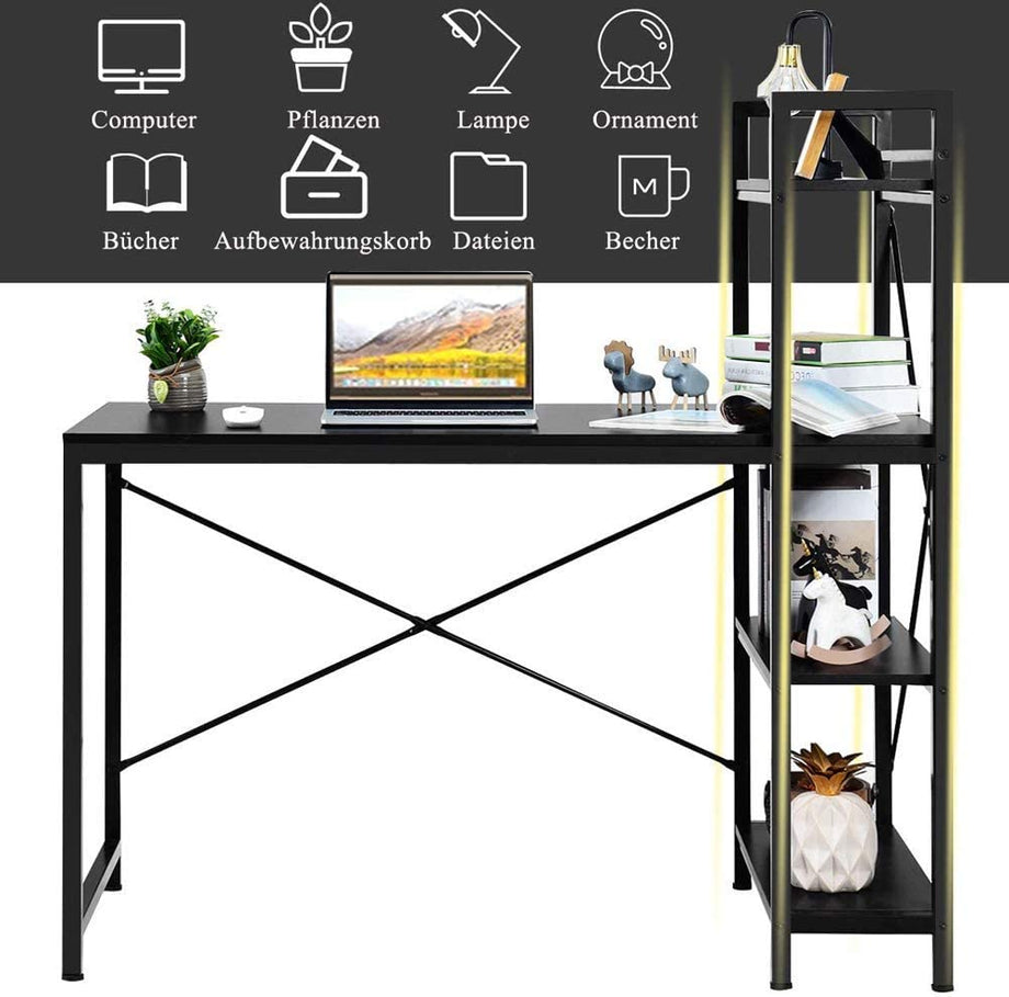 Dripex Holz Schreibtisch Computertisch 120x60x120cm PC-Tisch Bürotisch Officetisch Stabile Konstruktion Tisch für Home Office Schule