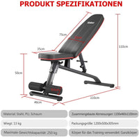 YOLEO klappbare Hantelbank Multifunktion Training Fitness Bank Bauchtrainer Schrägbank mit 6-Fach Verstellbarer Rückenlehne/3-Fach verstellbarer Sitzkissen,Belastung 250kg,Sit Up Bank für Heimtraining