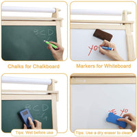 Dripex Kinder Kunst Staffelei mit Papierrolle doppelseitige Tafel und Magnetic Board für Kinder Malen Upgrade Whiteboard Kreidetafel