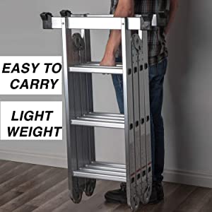 Dripex Leiter Mehrzweckleiter Klappleiter【robust】Stehleiter Gerüstplattform Doppelleiter Merhzweck Anlegeleiter Klappleiter Aluleiter Haushaltsleiter Tragfähigkeit bis 150kg(4x4 Stufen. 4,7 mete)