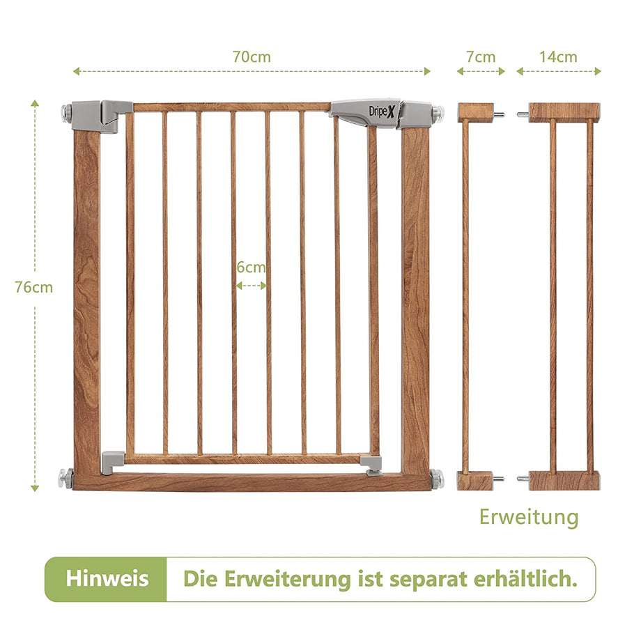 Dripex Schutzgitter | Treppengitter geeignet für 75-82CM | Auto-Close | erweiterbar | ohne Bohren | Tür Gitter für Kinder Haustiere | Gitter Baby Sicherheit Metall