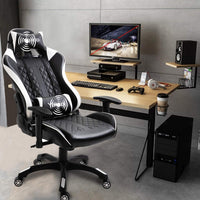 YOLEO Gaming Stuhl, bequemer Gaming Sessel 150 kg Belastbarkeit, Kunstleder PC Stuhl drehbar höhenverstellbar Gaming Chair mit Kopfstütze (weiß-schwarz)