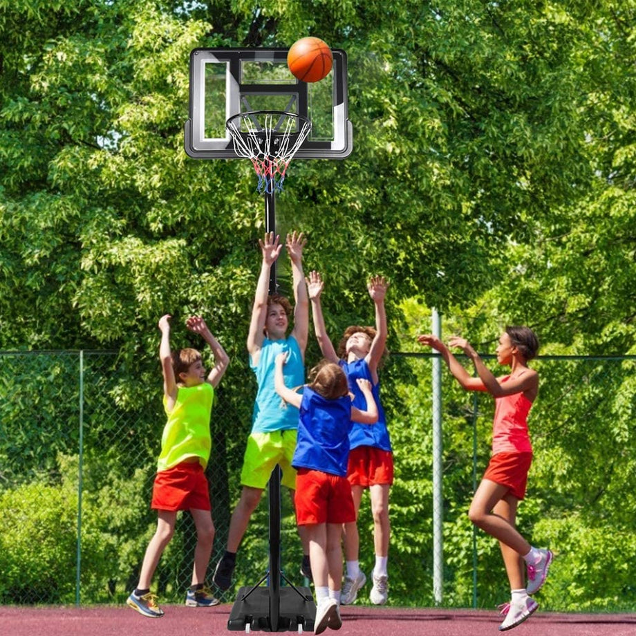 YOLEO Basketballkorb 2,3 bis 3,05 Meter höhenverstellbar mit Ständer Korbanlage Outdoor beweglich für Erwachsene Kinder