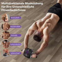 Dripex Bauchroller Set 4 IN 1 Bauchtrainer Fitnessset, AB Roller Bauchroller + Anti-Rutsch-Yogamatte/-Knieschützer+ 2 Liegestützgriffe, für zu Hause/Bauchmuskeltraining/Muskelaufbau, Frauen und Männer