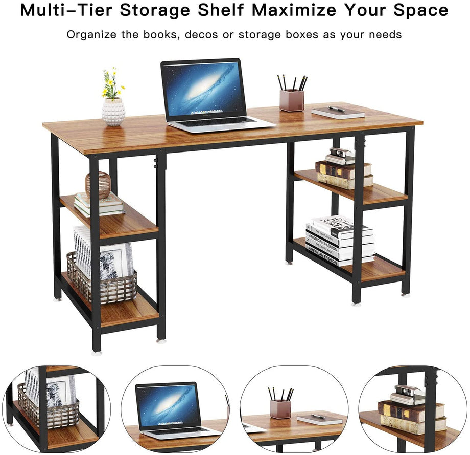 YOLEO Schreibtisch Computertisch Bürotisch Eckschreibtisch Gaming Tisch PC mit Regalfächer Schwarz 120 x 48 x 76CM