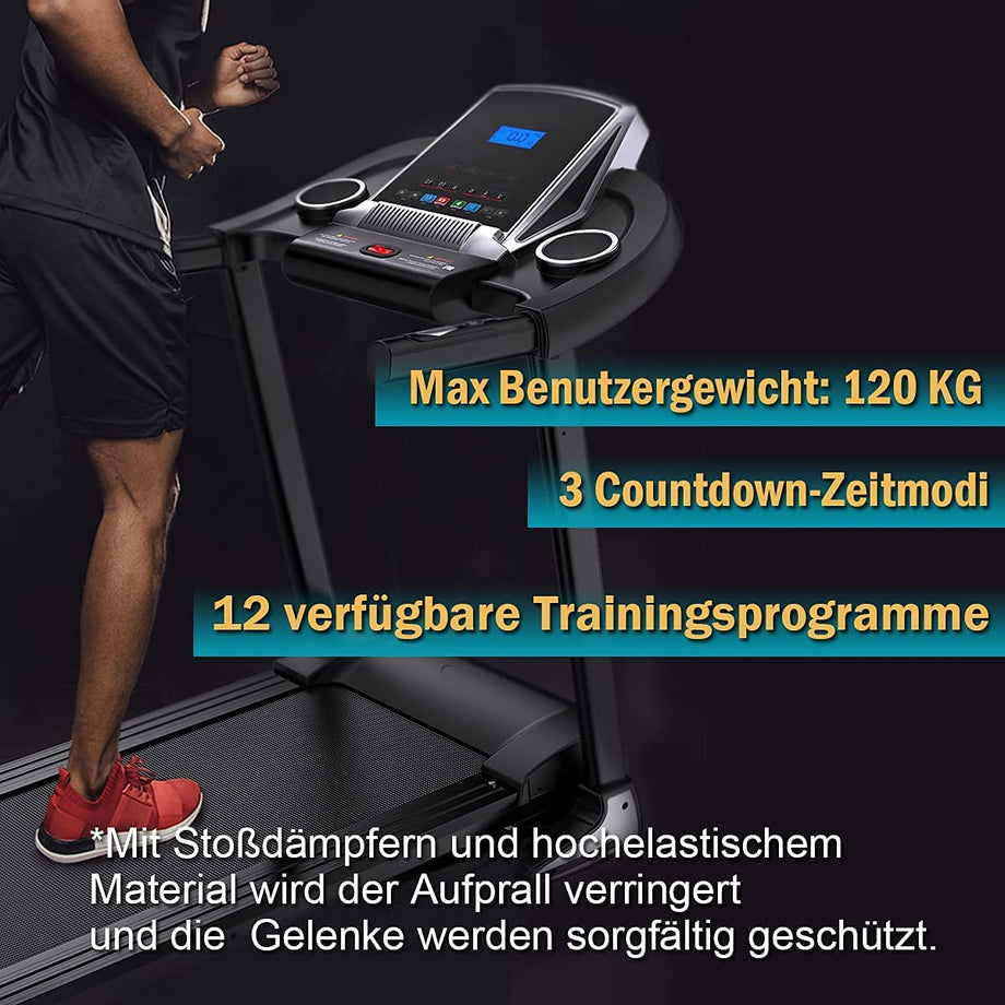 Dripex Elektrisches Laufband Klappbar 2.0HP Motor USB MP3 Bluetooth LED Display
