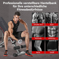 YOLEO Multifunktion Hantelbank klappbare Trainingsbank Fitnessbank, 6-Fach Rückenlehne/4-Fach Sitz verstellbar, bis 150kg belastbar, Flachbank Sit Up Bank geeignet für Zuhause/Fitnessstudio